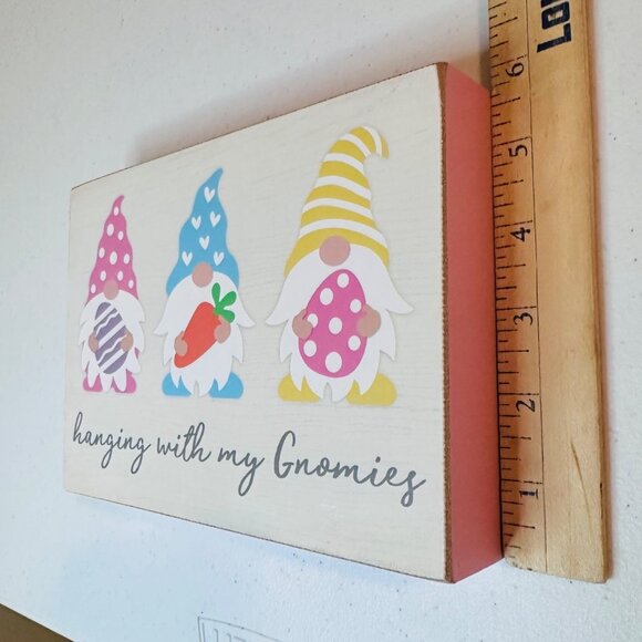 HANGING WITH MY GNOMIES Easter block decoration springtime gnome decoration - Picture 3 of 7